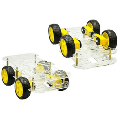 Комплект для умного автомобиля - шасси с прозрачной акриловой пластиной 4wd, 4 колеса, 4 двигателя, корпус для батарей