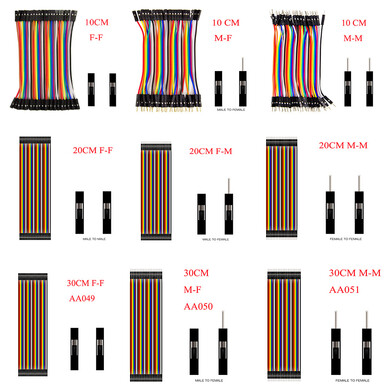 Dupont-провода: 40-контактный цветной шлейф, соединительные провода, длина 40см мама-мама