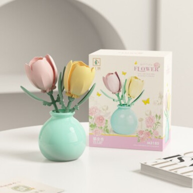 Тюльпан с вазой 76 деталей [цветная коробка]