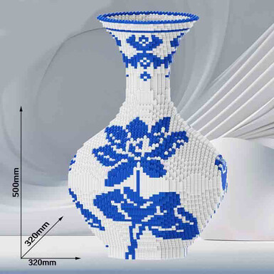 Лотос синее фарфоровое ваза - 50 см (11.500 деталей)